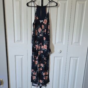 BCBGeneration Navy and Coral Floral Dress